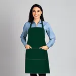 wide dark green apron with pockets image